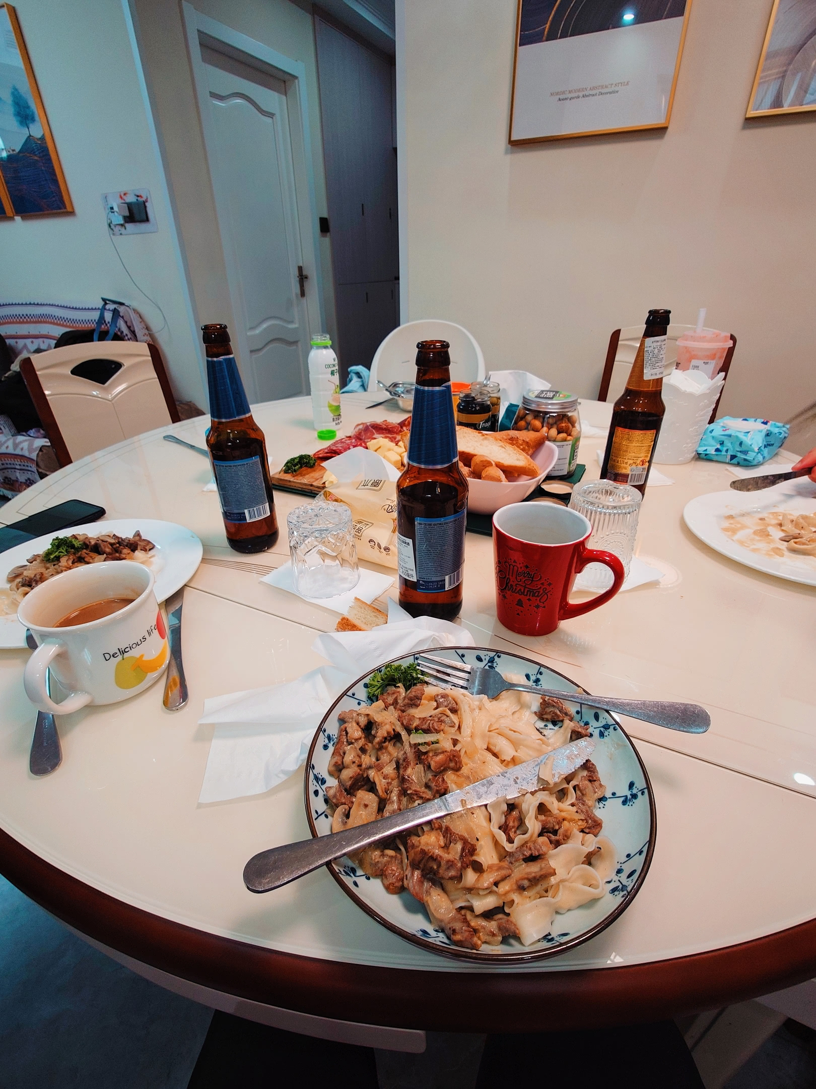 Wonderful home-cooked dinner prepared by Joe.