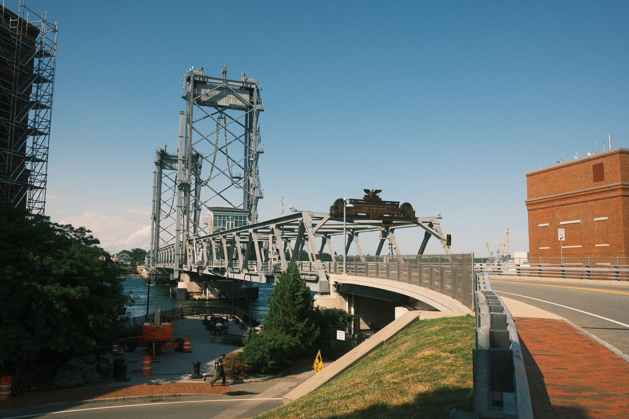 Shot of the World War I Memorial Bridge connecting Portsmouth, NH to Kittery, Maine.