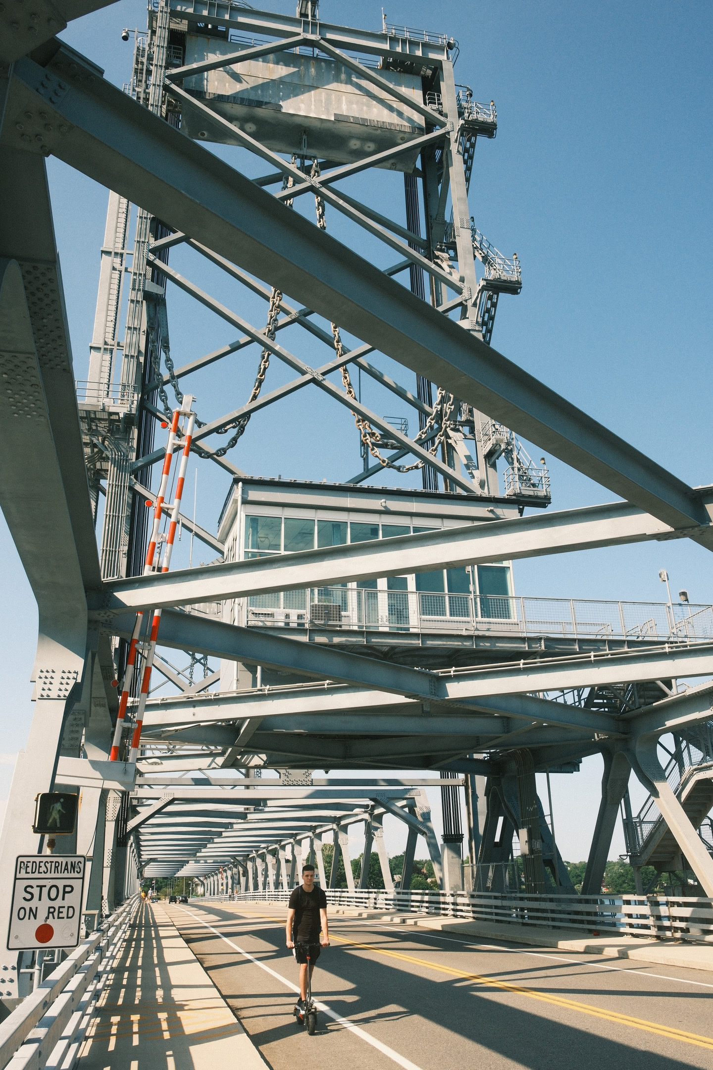 Shot from the sidewalk of the World War I Memorial Bridge while walking across.